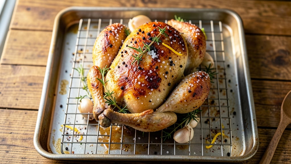 Baked Whole Young Chicken Recipe: Golden Crisp Skin and Juicy Centers in One Pan