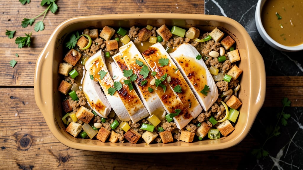 Baked Chicken Breast and Stuffing Casserole Recipe: One-Pan Thanksgiving-Inspired Feast