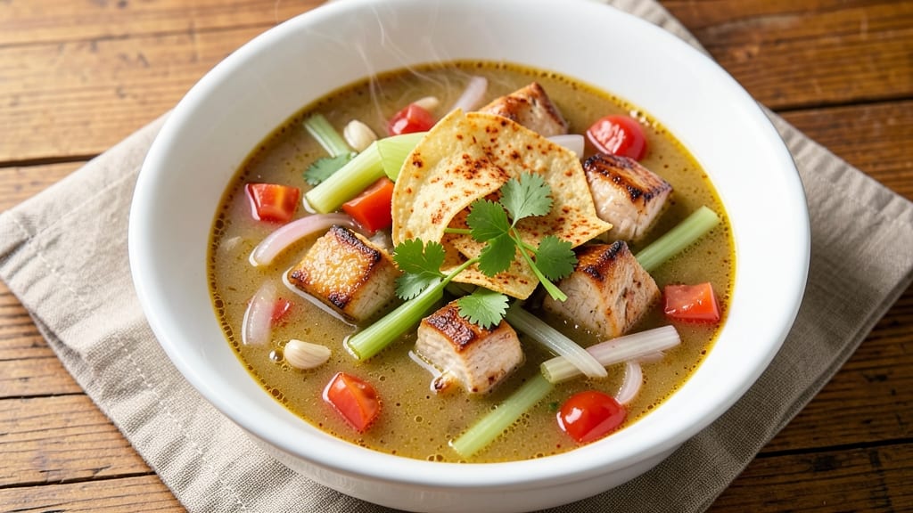 Betty Crocker's Chicken Tortilla Soup Recipe: Crispy Celery Crowns Over Creamy Tortilla Swirls