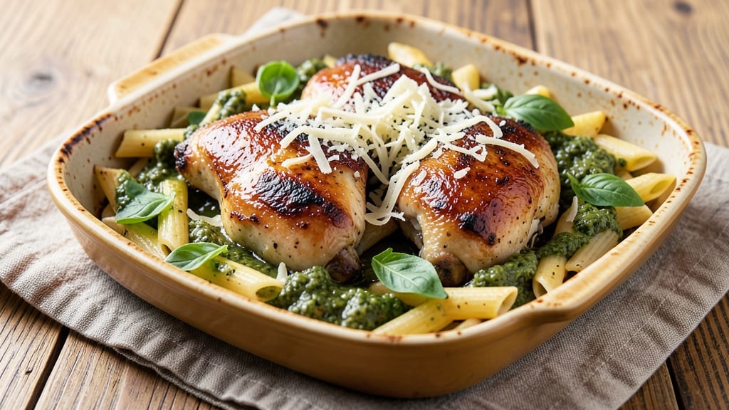 Baked Chicken Pesto Pasta Recipe: One-Pan Creamy Herb Harmony