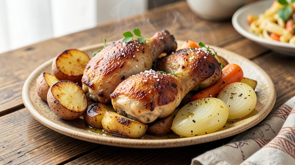 Baked Chicken Legs With Vegetables Recipe: Crispy Skin, Juicy Meat, and Roasted Veggie Harmony