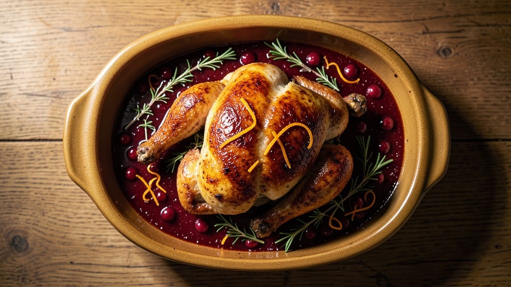 Baked Chicken With Cranberry Sauce Recipe: Juicy Roast with Homemade Tart-Sweet Glaze