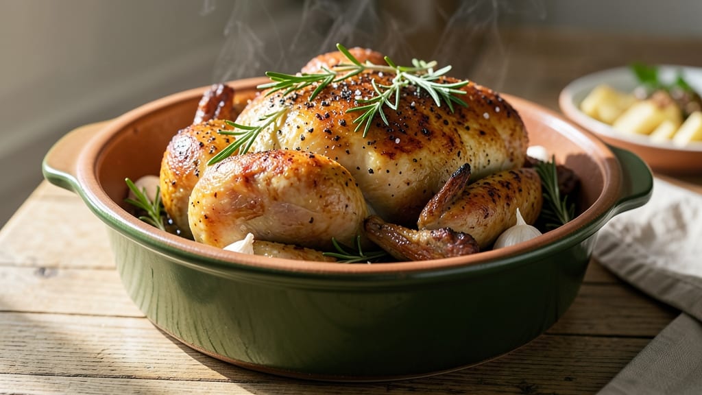 Big Green Egg Ceramic Chicken Roaster Recipe: Juicy Golden Skin From Smoky Heat