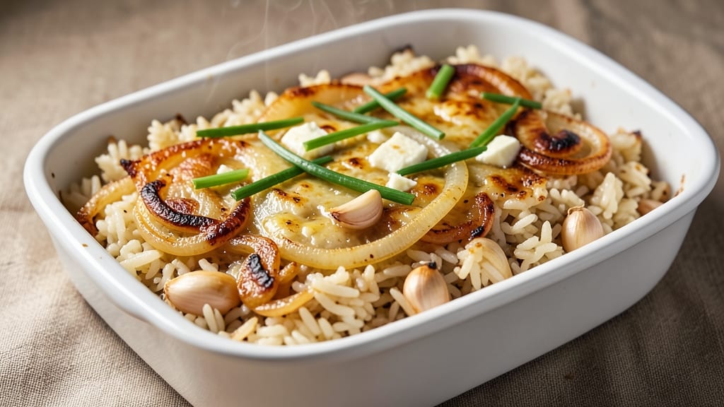 Baked Rice With Chicken Broth Recipe: Crispy Celery Crown Crunch Over Silky Rice