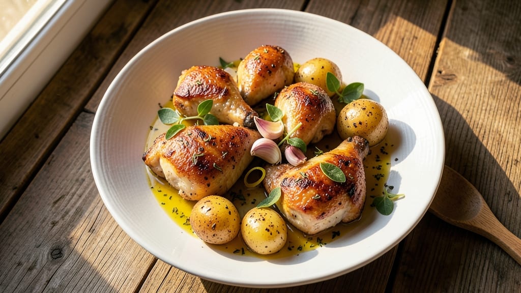 Authentic Greek Lemon Chicken and Potatoes Recipe: Zesty Herb-Roasted Harmony in One Pan